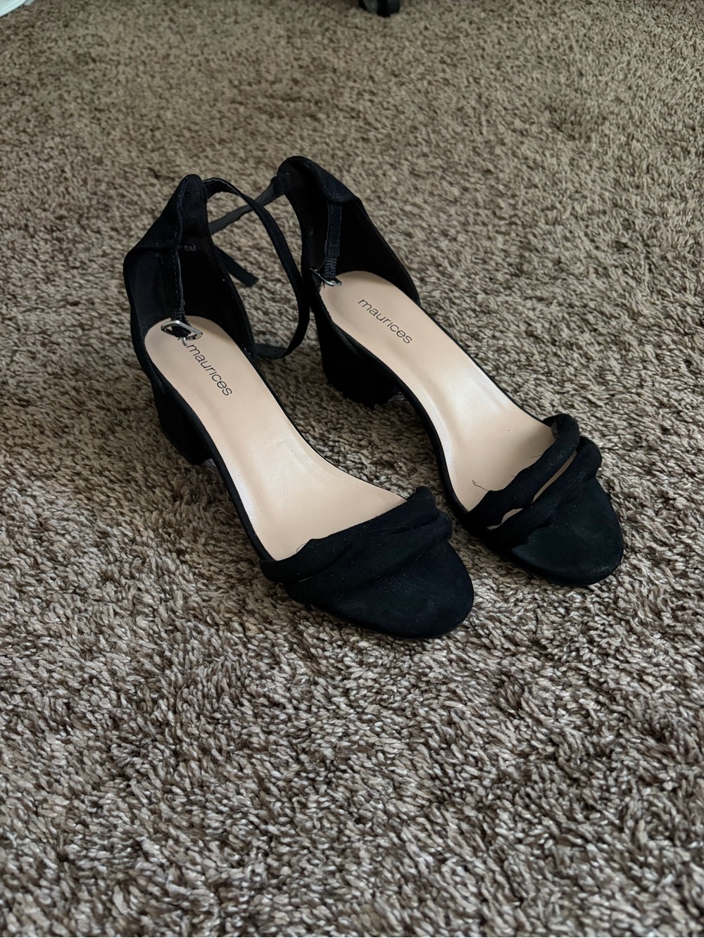 Maurices Black Suede Ankle-Strap Block Heels
